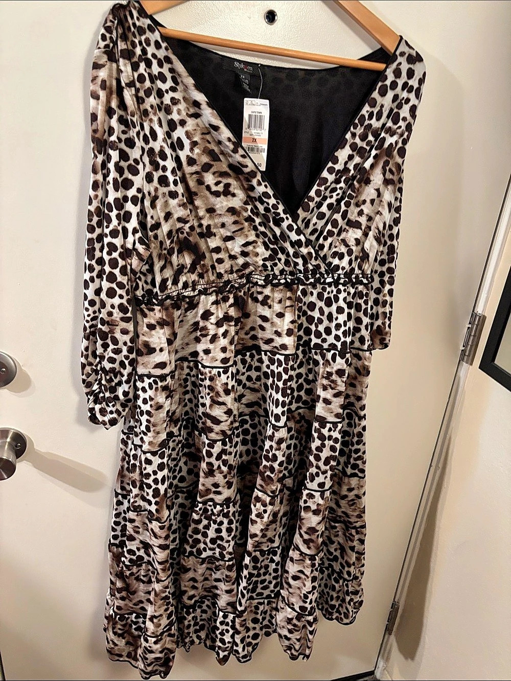 Style&co. Cape Town. Animal Print Maxi Dress Brown & Black Size 2X NWT
